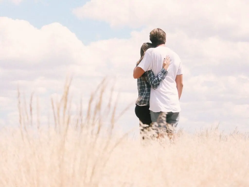 walking couple, grateful for husband