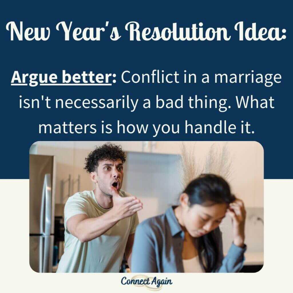 New Years resolutions for couples; couple arguing